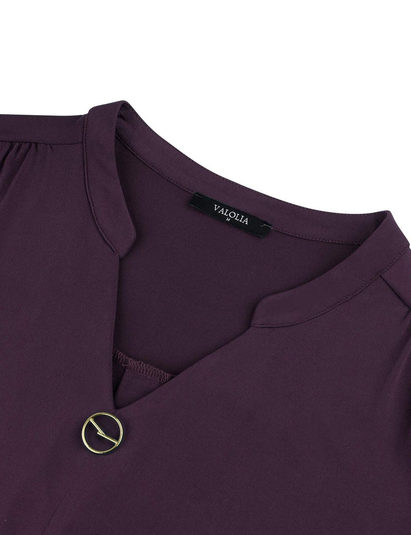 VALOLIA 3/4 Sleeve Tops - Women's Dressy & Casual Blouses, V-Neck Fall Tunic Tops (XX-Large Dark Purple) - Image 3